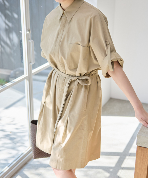 SLOBE IENA（スローブイエナ）の「《接触冷感/》HTウェザールーズバミューダサロペ（サロペット/オーバーオール・レディース・ブラック/ベージュ・FREE）」の7枚目の写真