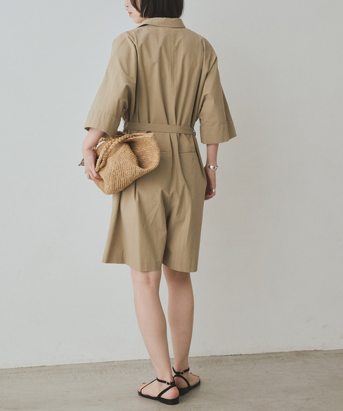 SLOBE IENA（スローブイエナ）の「《接触冷感/》HTウェザールーズバミューダサロペ（サロペット/オーバーオール・レディース・ブラック/ベージュ・FREE）」の10枚目の写真