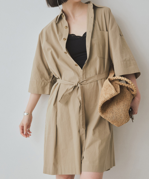 SLOBE IENA（スローブイエナ）の「《接触冷感/》HTウェザールーズバミューダサロペ（サロペット/オーバーオール・レディース・ブラック/ベージュ・FREE）」の11枚目の写真