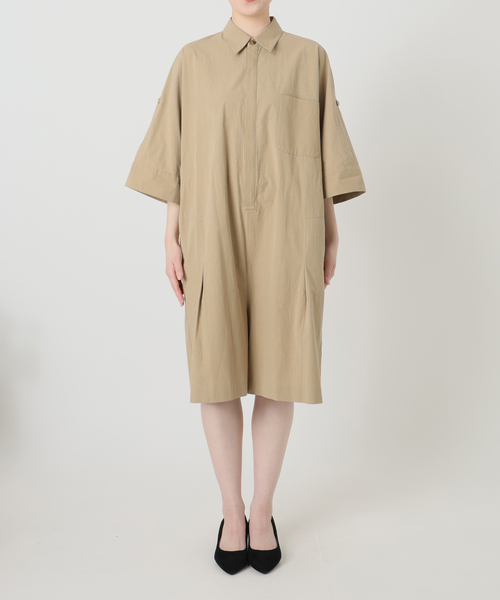 SLOBE IENA(スローブイエナ)の「《接触冷感》HTウェザールーズバミューダサロペ(サロペット/オーバーオール・レディース・ブラック/ベージュ・FREE)」の9枚目の写真