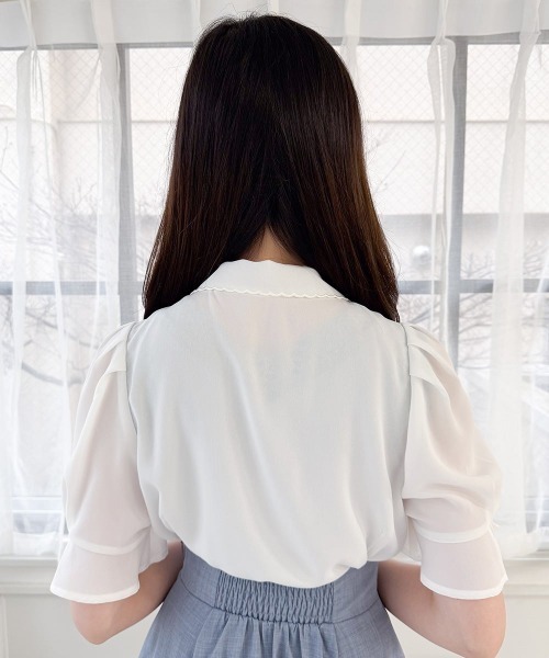 an another angelus（アンアナザーアンジェラス）の「スイートピー刺繍開衿ブラウス（シャツ/ブラウス・レディース・ピンクベージュ/オフホワイト・FREE）」の5枚目の写真