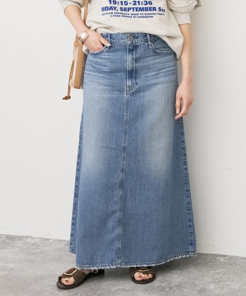 Spick & Span（スピックアンドスパン）の「《追加》upper hights/アッパーハイツ 別注THE FLORENCE*（デニムスカート・レディース・エメラルドブルー/ベージュ・MEDIUM/SMALL）」の2枚目の写真