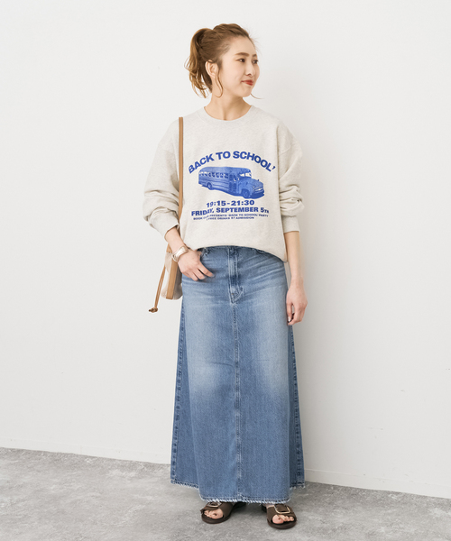 Spick & Span（スピックアンドスパン）の「《追加》upper hights/アッパーハイツ 別注THE FLORENCE*（デニムスカート・レディース・エメラルドブルー/ベージュ・MEDIUM/SMALL）」の5枚目の写真