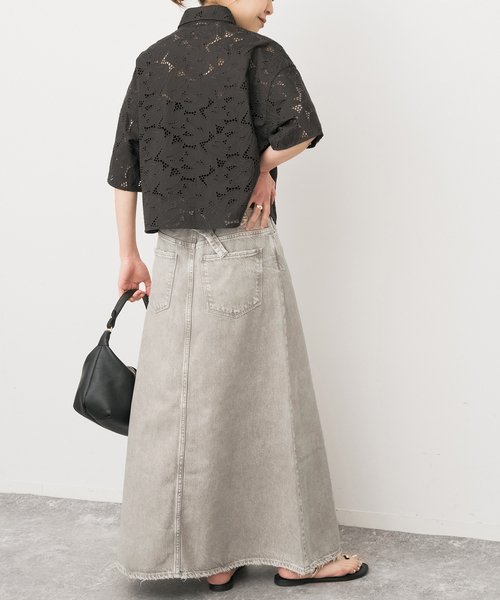 Spick & Span（スピックアンドスパン）の「《追加》upper hights/アッパーハイツ 別注THE FLORENCE*（デニムスカート・レディース・エメラルドブルー/ベージュ・MEDIUM/SMALL）」の10枚目の写真