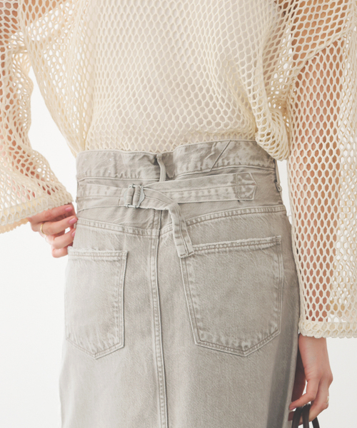 Spick & Span（スピックアンドスパン）の「《追加》upper hights/アッパーハイツ 別注THE FLORENCE*（デニムスカート・レディース・エメラルドブルー/ベージュ・MEDIUM/SMALL）」の14枚目の写真