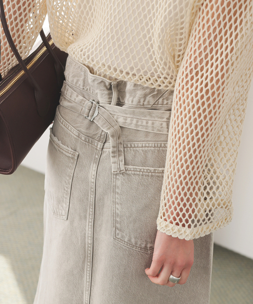 Spick & Span（スピックアンドスパン）の「《追加》upper hights/アッパーハイツ 別注THE FLORENCE*（デニムスカート・レディース・エメラルドブルー/ベージュ・MEDIUM/SMALL）」の15枚目の写真