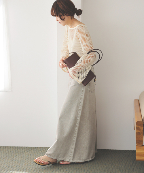 Spick & Span（スピックアンドスパン）の「《追加》upper hights/アッパーハイツ 別注THE FLORENCE*（デニムスカート・レディース・エメラルドブルー/ベージュ・MEDIUM/SMALL）」の16枚目の写真