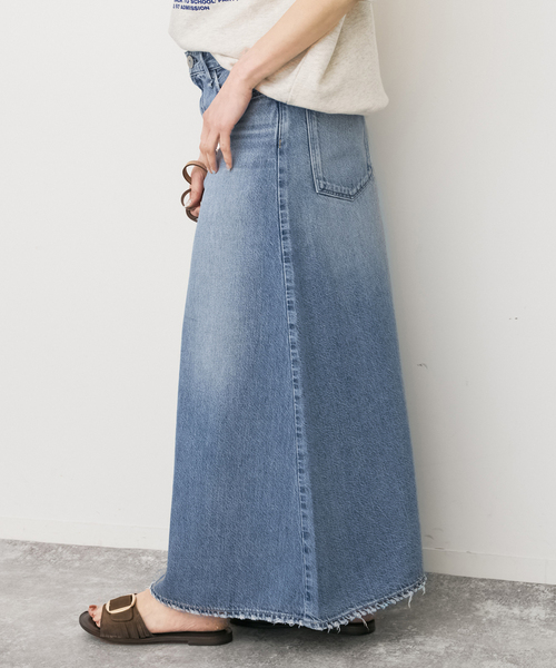 Spick & Span（スピックアンドスパン）の「《追加》upper hights/アッパーハイツ 別注THE FLORENCE*（デニムスカート・レディース・エメラルドブルー/ベージュ・MEDIUM/SMALL）」の19枚目の写真