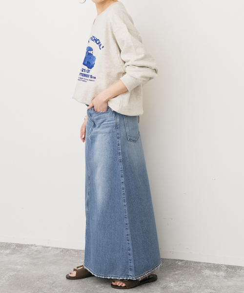 Spick & Span（スピックアンドスパン）の「《追加》upper hights/アッパーハイツ 別注THE FLORENCE*（デニムスカート・レディース・エメラルドブルー/ベージュ・MEDIUM/SMALL）」の21枚目の写真