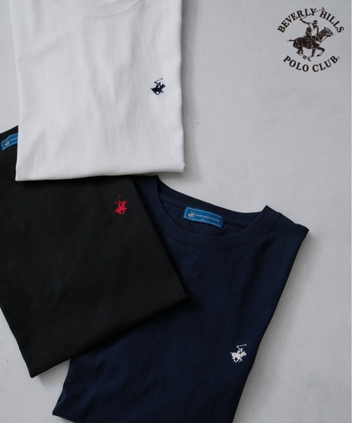 BEVERLY HILLS POLO CLUB(ビバリーヒルズポロクラブ)の「【BEVERLY HILLS POLO CLUB】1ポイント刺繍Tシャツ(Tシャツ/カットソー・メンズ・ホワイト/ブラック/ネイビー・LL/M/L)」の3枚目の写真