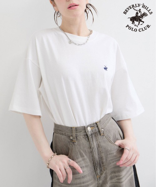 BEVERLY HILLS POLO CLUB(ビバリーヒルズポロクラブ)の「【BEVERLY HILLS POLO CLUB】1ポイント刺繍Tシャツ(Tシャツ/カットソー・メンズ・ホワイト/ブラック/ネイビー・LL/M/L)」の2枚目の写真