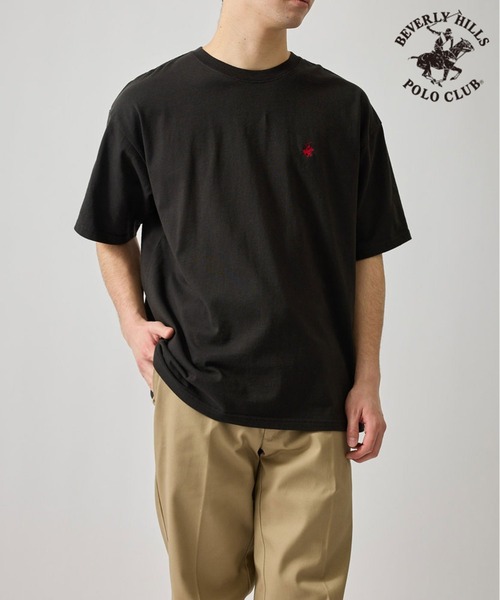 BEVERLY HILLS POLO CLUB(ビバリーヒルズポロクラブ)の「【BEVERLY HILLS POLO CLUB】1ポイント刺繍Tシャツ(Tシャツ/カットソー・メンズ・ホワイト/ブラック/ネイビー・LL/M/L)」の1枚目の写真