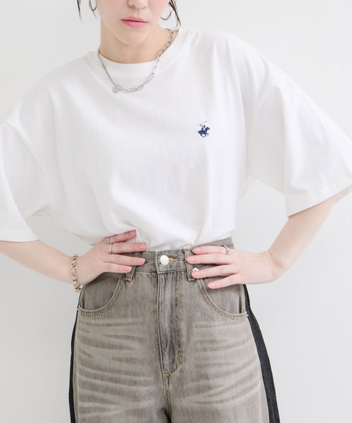 BEVERLY HILLS POLO CLUB(ビバリーヒルズポロクラブ)の「【BEVERLY HILLS POLO CLUB】1ポイント刺繍Tシャツ(Tシャツ/カットソー・メンズ・ホワイト/ブラック/ネイビー・LL/M/L)」の12枚目の写真