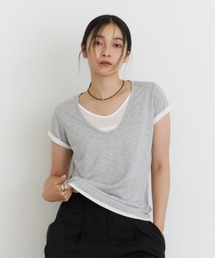 レイヤードライクUネックTシャツ