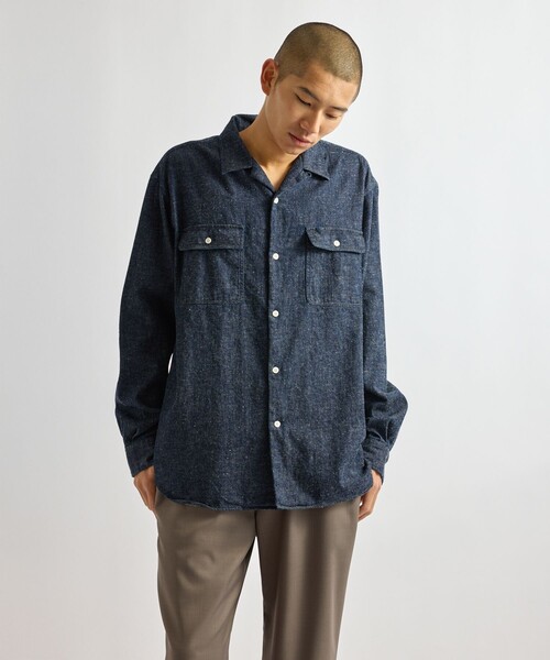 Saturdays NYC（サタデーズ ニューヨークシティ ）の「Hanley LS Open Collar Shirt（シャツ/ブラウス・メンズ・サックスブルー/ネイビー・XL/S/M/L）」の4枚目の写真