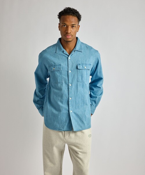 Saturdays NYC（サタデーズ ニューヨークシティ ）の「Hanley LS Open Collar Shirt（シャツ/ブラウス・メンズ・サックスブルー/ネイビー・XL/S/M/L）」の6枚目の写真