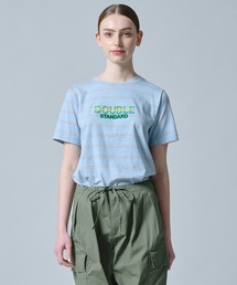 DOUBLE STANDARD CLOTHING | マルチボーダー ロゴ刺繍Tシャツ(カーディガン/ボレロ)
