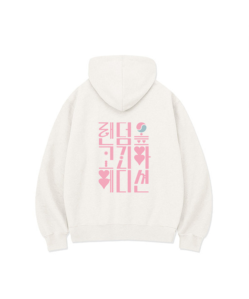 RANDOMOFF(ランダムオフ)の「LOVE HANGEUL OVER FIT 2-WAY ZIP-UP (2color)(パーカー・レディース・ホワイト/ブラック・SMALL/MEDIUM/LARGE/X-LARGE)」の2枚目の写真