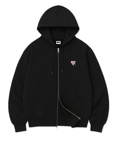 RANDOMOFF(ランダムオフ)の「LOVE HANGEUL OVER FIT 2-WAY ZIP-UP (2color)(パーカー・レディース・ホワイト/ブラック・SMALL/MEDIUM/LARGE/X-LARGE)」の5枚目の写真