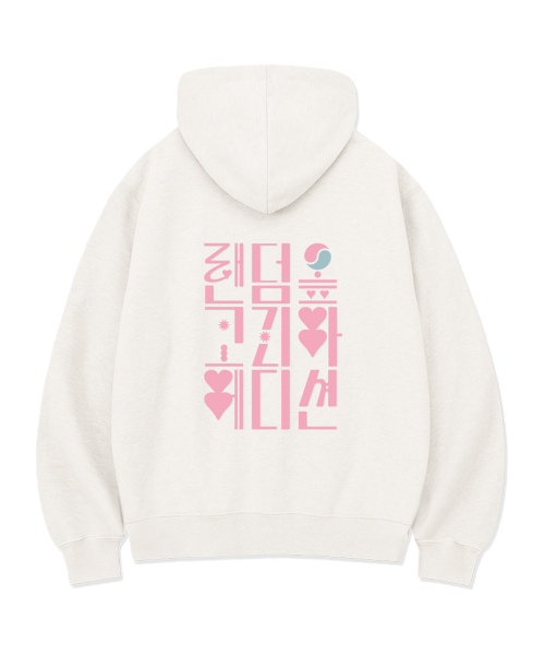 RANDOMOFF(ランダムオフ)の「LOVE HANGEUL OVER FIT 2-WAY ZIP-UP (2color)(パーカー・レディース・ホワイト/ブラック・SMALL/MEDIUM/LARGE/X-LARGE)」の6枚目の写真
