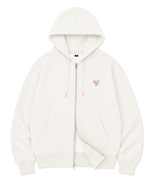 RANDOMOFF(ランダムオフ)の「LOVE HANGEUL OVER FIT 2-WAY ZIP-UP (2color)(パーカー・レディース・ホワイト/ブラック・SMALL/MEDIUM/LARGE/X-LARGE)」の7枚目の写真