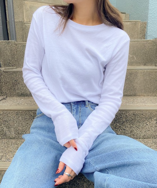 PICHI(ピイチ)の「ソフトストレッチロンTee(Tシャツ/カットソー・レディース・ブラック/チャコール/オートミール/ホワイト・FREE)」の2枚目の写真