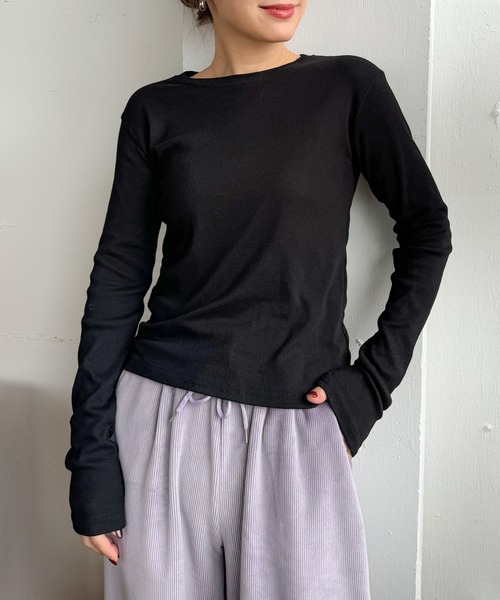 PICHI(ピイチ)の「ソフトストレッチロンTee(Tシャツ/カットソー・レディース・ブラック/チャコール/オートミール/ホワイト・FREE)」の1枚目の写真