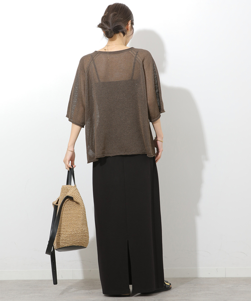 JOURNAL STANDARD relume(ジャーナルスタンダード レリューム)の「PEリネンハーフスリーブプルオーバー(ニット/セーター・レディース・ブラウン/ライトグリーン/ブラック・FREE)」の8枚目の写真