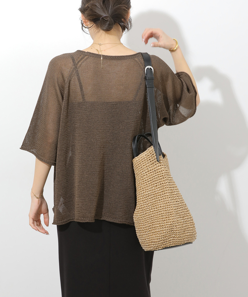 JOURNAL STANDARD relume(ジャーナルスタンダード レリューム)の「PEリネンハーフスリーブプルオーバー(ニット/セーター・レディース・ブラウン/ライトグリーン/ブラック・FREE)」の12枚目の写真