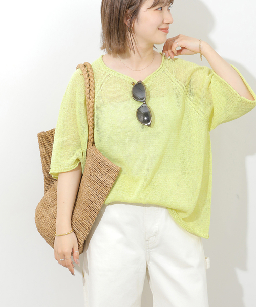 JOURNAL STANDARD relume(ジャーナルスタンダード レリューム)の「PEリネンハーフスリーブプルオーバー(ニット/セーター・レディース・ブラウン/ライトグリーン/ブラック・FREE)」の18枚目の写真