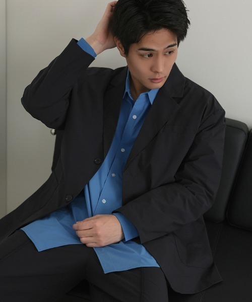STYLISE(スタイライズ)の「【NARIWAI.】Tech Confort Jacket ブラック テーラードジャケット リラックス ビジネス タウンユース カジュアル ストレスフリー 撥水 UVカット 接触冷感 防シワ(ライダースジャケット・メンズ・ブラック・M)」の4枚目の写真
