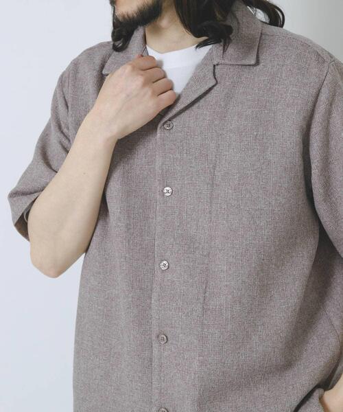 ITEMS URBANRESEARCH（アイテムズ アーバンリサーチ）の「サマーツイード オープンカラー半袖シャツ（シャツ/ブラウス・メンズ・ブルー/モカ/オレンジ・MEDIUM/LARGE）」の5枚目の写真