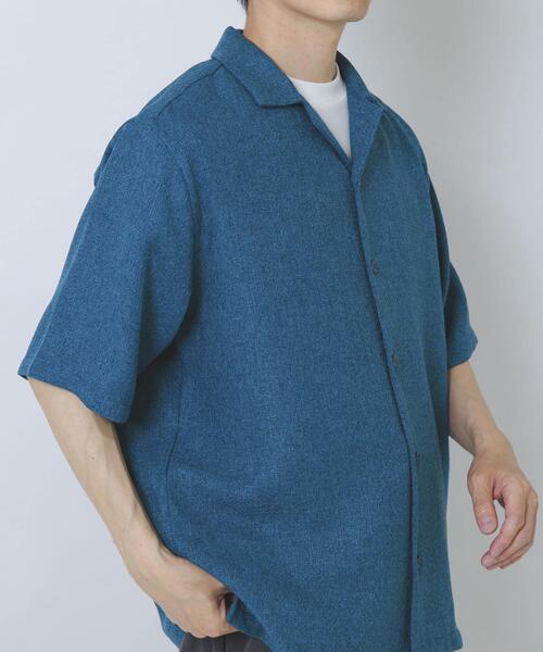 ITEMS URBANRESEARCH（アイテムズ アーバンリサーチ）の「サマーツイード オープンカラー半袖シャツ（シャツ/ブラウス・メンズ・ブルー/モカ/オレンジ・MEDIUM/LARGE）」の6枚目の写真