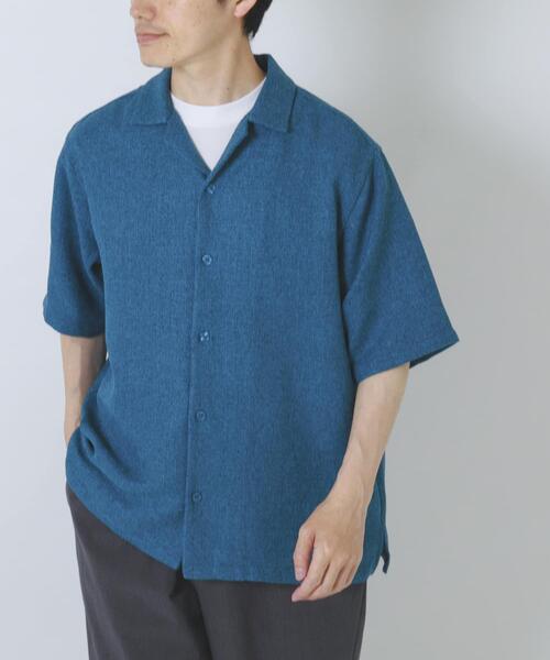 ITEMS URBANRESEARCH（アイテムズ アーバンリサーチ）の「サマーツイード オープンカラー半袖シャツ（シャツ/ブラウス・メンズ・ブルー/モカ/オレンジ・MEDIUM/LARGE）」の8枚目の写真