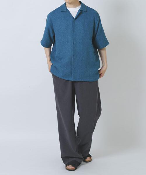 ITEMS URBANRESEARCH（アイテムズ アーバンリサーチ）の「サマーツイード オープンカラー半袖シャツ（シャツ/ブラウス・メンズ・ブルー/モカ/オレンジ・MEDIUM/LARGE）」の10枚目の写真