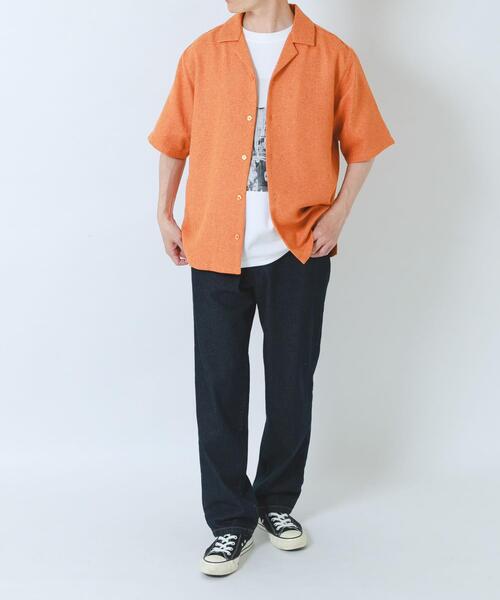 ITEMS URBANRESEARCH(アイテムズ アーバンリサーチ)の「サマーツイード オープンカラー半袖シャツ(シャツ/ブラウス・メンズ・ブルー/モカ/オレンジ・MEDIUM/LARGE)」の11枚目の写真