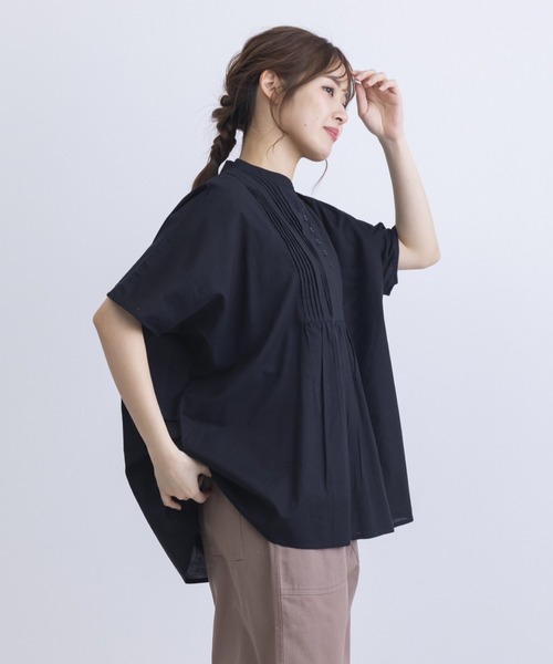 MARAI（マーライ）の「胸元ピンタックコクーンシルエット半袖ブラウス（シャツ/ブラウス・レディース・ブルー/オフホワイト/ブラック・フリー）」の10枚目の写真