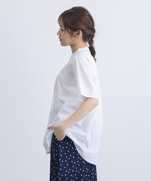 MARAI（マーライ）の「胸元ピンタックコクーンシルエット半袖ブラウス（シャツ/ブラウス・レディース・ブルー/オフホワイト/ブラック・フリー）」の5枚目の写真