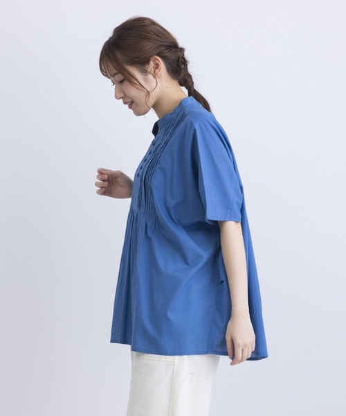 MARAI（マーライ）の「胸元ピンタックコクーンシルエット半袖ブラウス（シャツ/ブラウス・レディース・ブルー/オフホワイト/ブラック・フリー）」の14枚目の写真