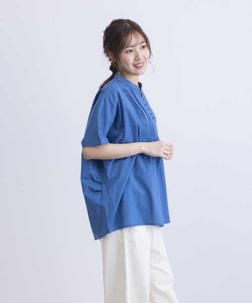 MARAI（マーライ）の「胸元ピンタックコクーンシルエット半袖ブラウス（シャツ/ブラウス・レディース・ブルー/オフホワイト/ブラック・フリー）」の16枚目の写真