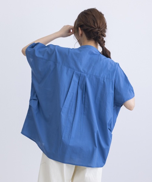 MARAI（マーライ）の「胸元ピンタックコクーンシルエット半袖ブラウス（シャツ/ブラウス・レディース・ブルー/オフホワイト/ブラック・フリー）」の17枚目の写真