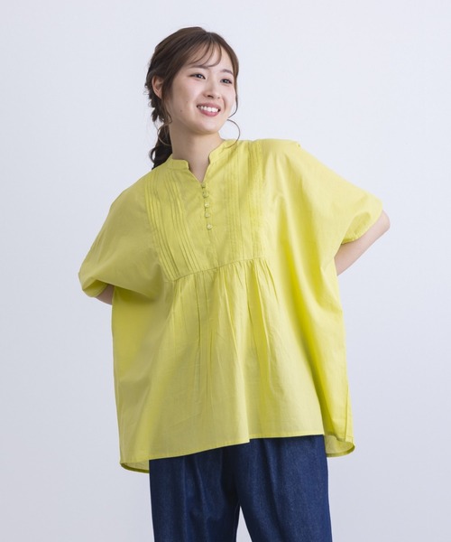 MARAI（マーライ）の「胸元ピンタックコクーンシルエット半袖ブラウス（シャツ/ブラウス・レディース・ブルー/オフホワイト/ブラック・フリー）」の19枚目の写真