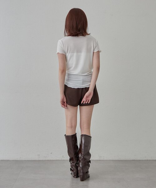 mline（エムライン）の「[mline]レイヤーロゴ半袖Ｔ（Tシャツ/カットソー・レディース・アイボリー/ブラック/オフホワイト/グレー・FREE）」の9枚目の写真