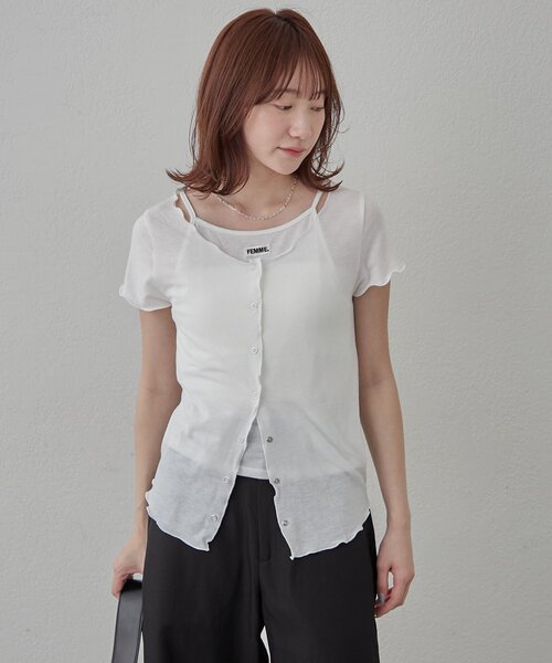 mline（エムライン）の「[mline]レイヤーロゴ半袖Ｔ（Tシャツ/カットソー・レディース・アイボリー/ブラック/オフホワイト/グレー・FREE）」の11枚目の写真