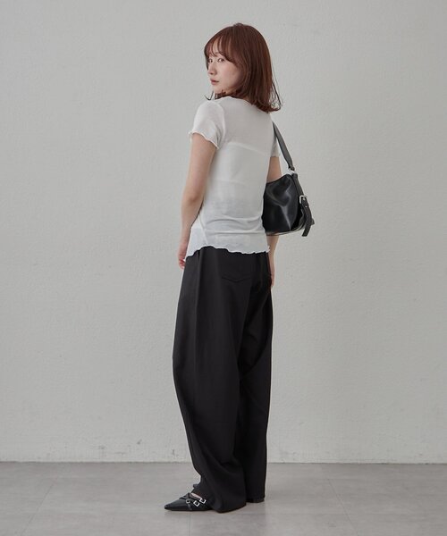mline（エムライン）の「[mline]レイヤーロゴ半袖Ｔ（Tシャツ/カットソー・レディース・アイボリー/ブラック/オフホワイト/グレー・FREE）」の13枚目の写真