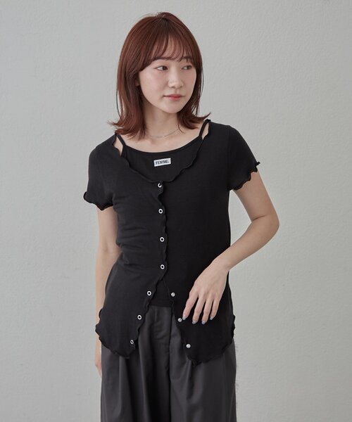 mline（エムライン）の「[mline]レイヤーロゴ半袖Ｔ（Tシャツ/カットソー・レディース・アイボリー/ブラック/オフホワイト/グレー・FREE）」の20枚目の写真