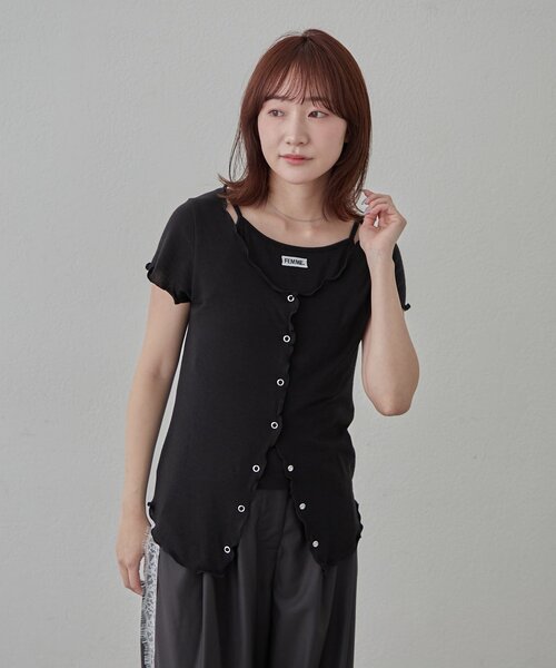 mline（エムライン）の「[mline]レイヤーロゴ半袖Ｔ（Tシャツ/カットソー・レディース・アイボリー/ブラック/オフホワイト/グレー・FREE）」の21枚目の写真