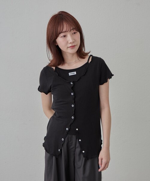 mline（エムライン）の「[mline]レイヤーロゴ半袖Ｔ（Tシャツ/カットソー・レディース・アイボリー/ブラック/オフホワイト/グレー・FREE）」の22枚目の写真