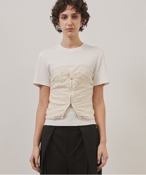CITY TOKYO(シティトウキョウ)の「【CITY TOKYO/シティートウキョウ】Bustier Combination Tops/ビスチェコンビネーショントップス(Tシャツ/カットソー・レディース・ホワイト/ブラック・FREE)」の9枚目の写真