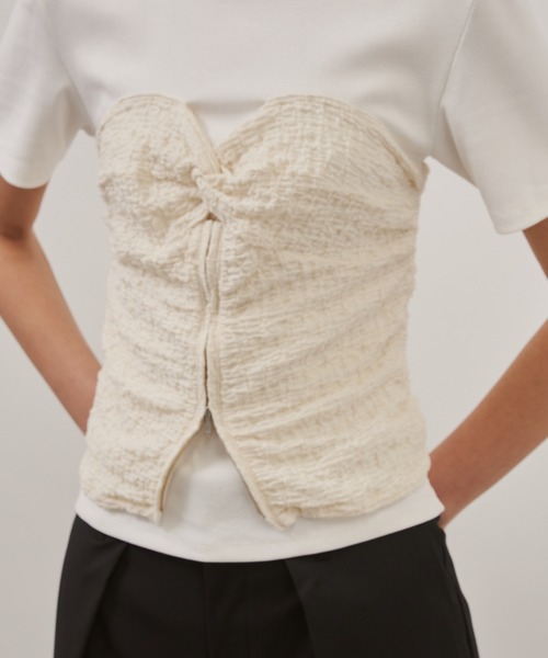 CITY TOKYO(シティトウキョウ)の「【CITY TOKYO/シティートウキョウ】Bustier Combination Tops/ビスチェコンビネーショントップス(Tシャツ/カットソー・レディース・ホワイト/ブラック・FREE)」の5枚目の写真